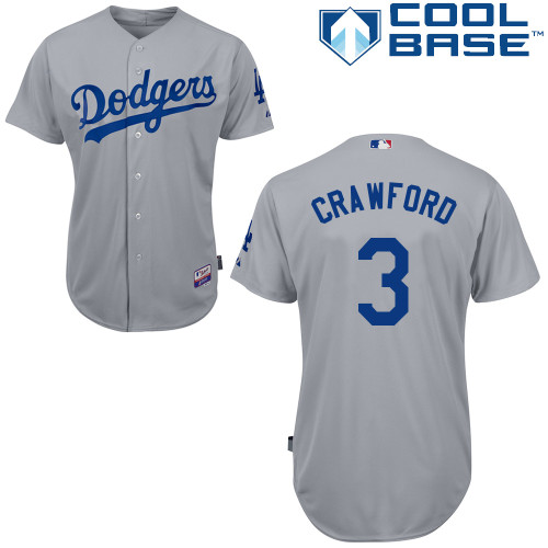 Carl Crawford #3 mlb Jersey-L A Dodgers Women's Authentic 2014 Alternate Road Gray Cool Base Baseball Jersey